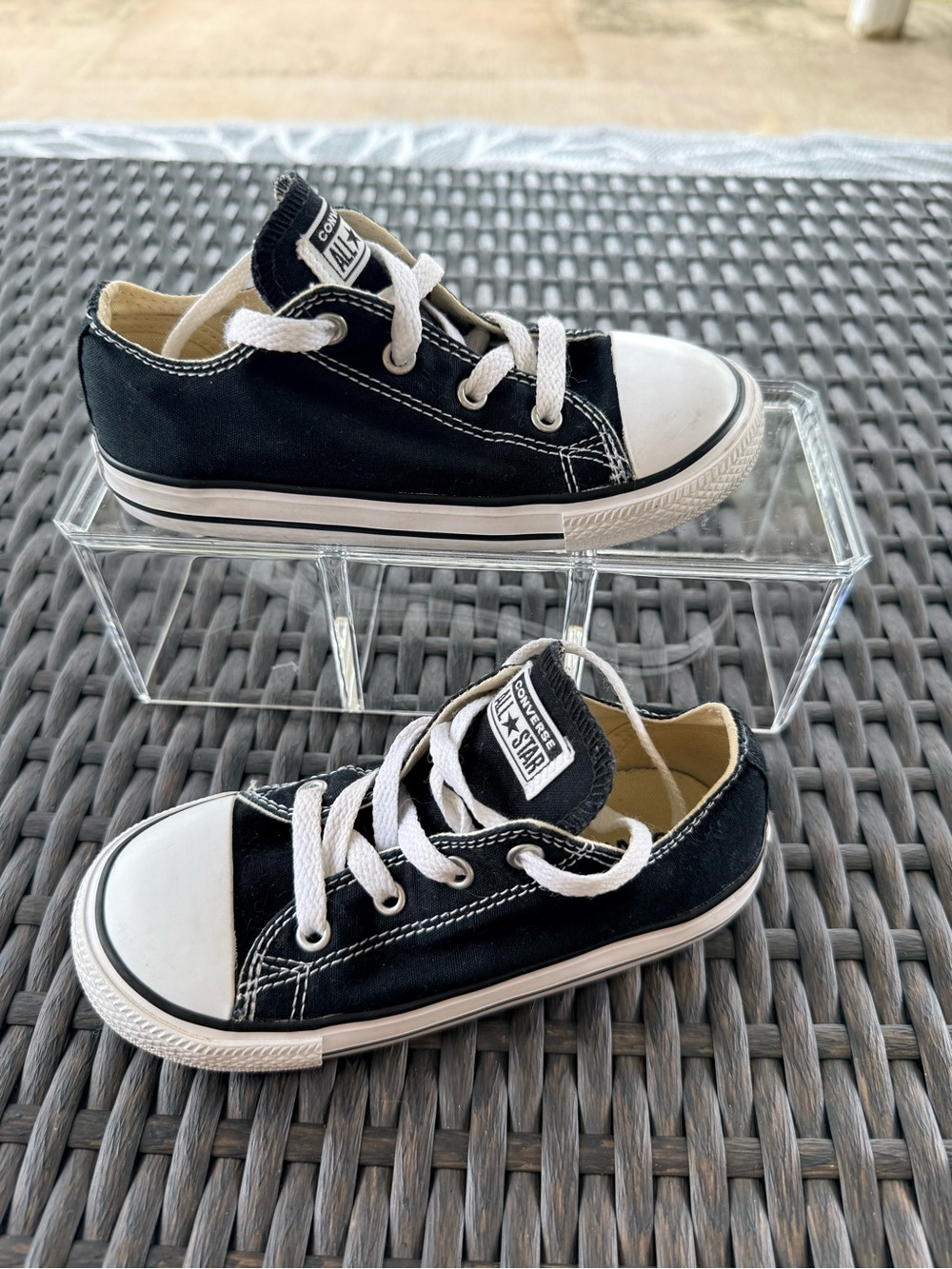 Converse All Star Kids Low Top Sneakers Black White Size 10 Toddler
